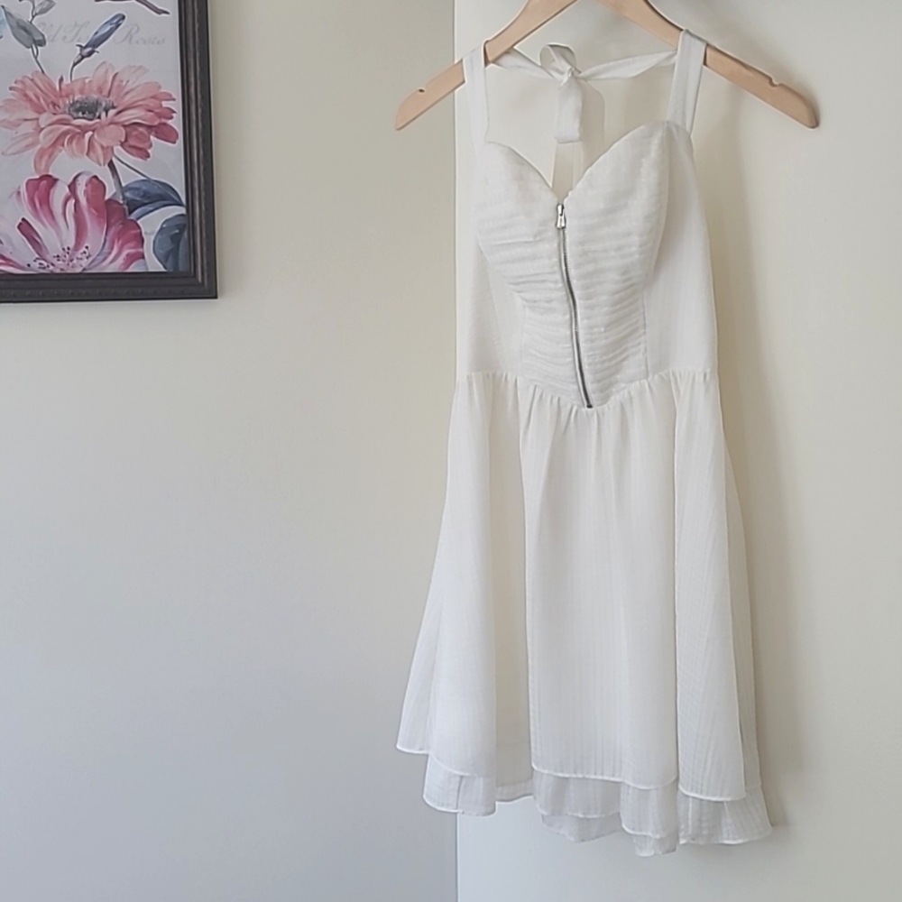 Off White Halter Mini Sundress - Picture 7 of 11